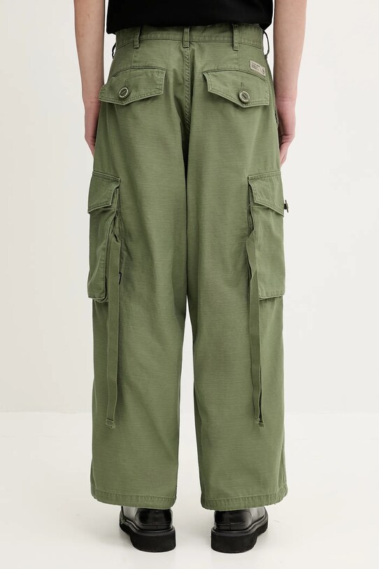Odzież NEIGHBORHOOD spodnie bawełniane Wide Cargo Pants 251SPNH.PTM06 zielony
