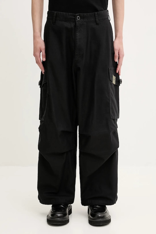 Бавовняні штани NEIGHBORHOOD Wide Cargo Pants гладкий чорний 251SPNH.PTM06