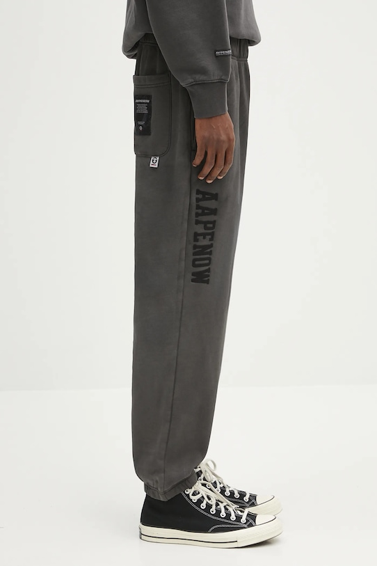 Βαμβακερό παντελόνι AAPE Now Sweat μαύρο AAPPTMB627XXN