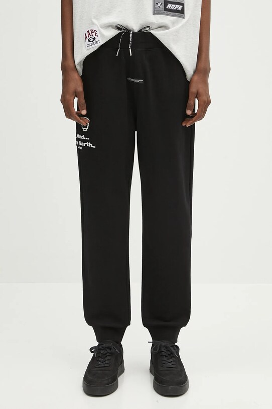 Παντελόνι φόρμας AAPE Main Sweat απλό μαύρο AAPPTMB637XXN