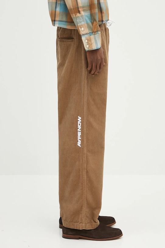 Hlače od samta AAPE Now Woven smeđa AAPPTMB620XXN