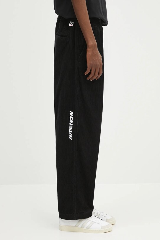 AAPE pantaloni de catifea cord Now Woven negru AAPPTMB620XXN