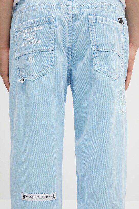 Menčestrové nohavice AAPE Main Woven modrá AAPPTMB635XXN