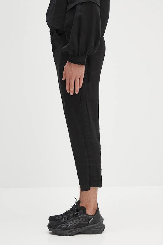 Λινό παντελόνι Undercover Pants UC1E4501.3 μαύρο SS25