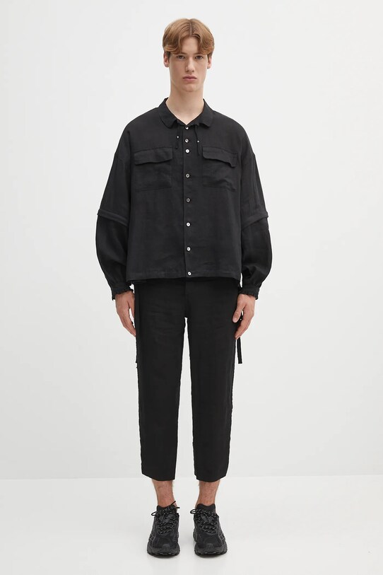 Undercover pantaloni din in Pants UC1E4501.3 negru