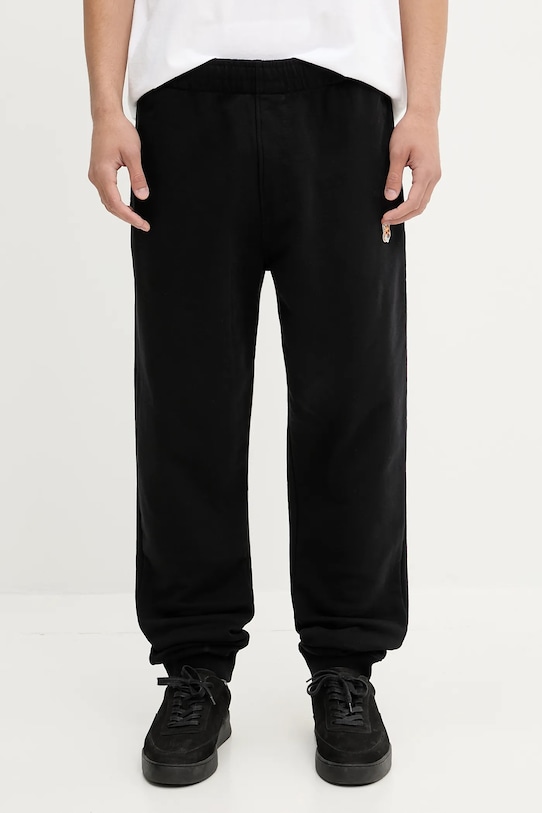 Βαμβακερό παντελόνι Maison Kitsuné Fox Head Patch Regular βαμβάκι μαύρο LM01114KM0001