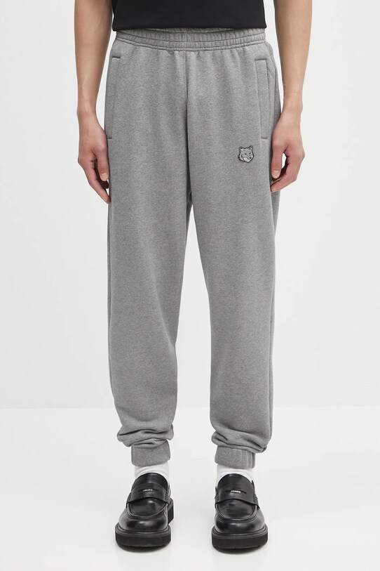 Pamučni donji dio trenirke Maison Kitsuné Bold Fox Head Patch Comfort pamuk siva MM01125KM0321