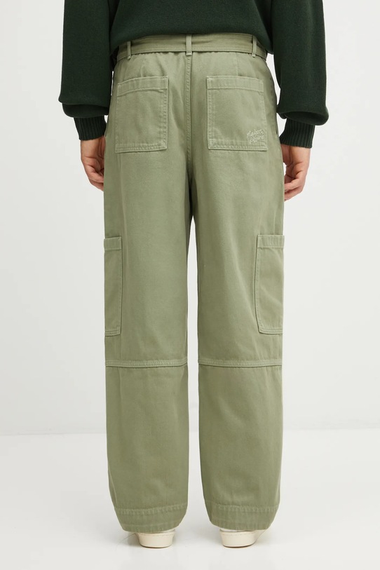 Odzież Maison Kitsuné spodnie bawełniane Belted Utility OM01104WD4012 zielony