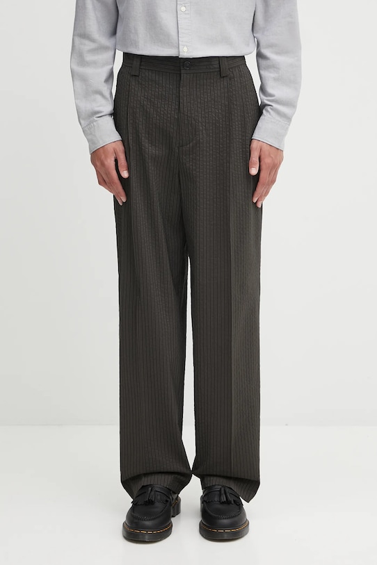 Панталон Maison Kitsuné Relaxed Pleated права зелен OM01112WC5032