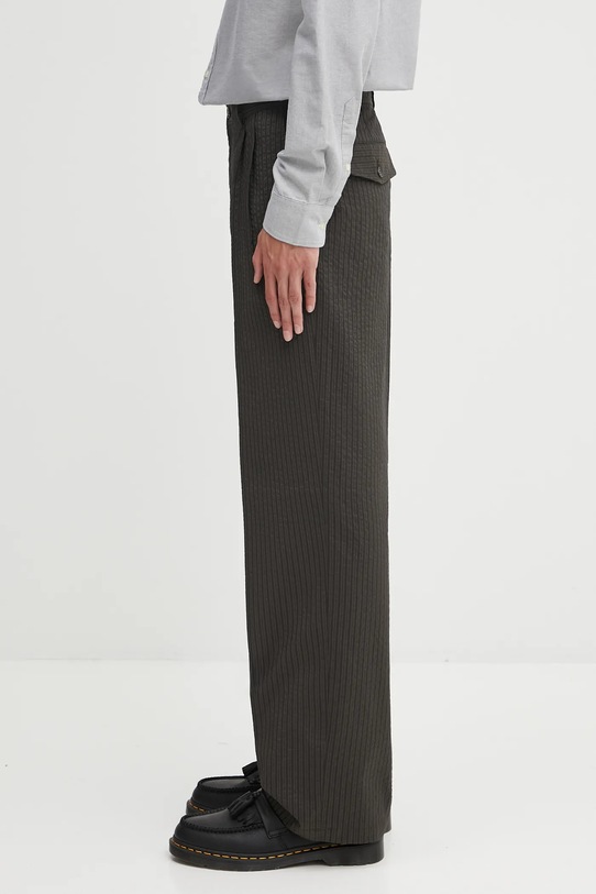 Παντελόνι Maison Kitsuné Relaxed Pleated OM01112WC5032 πράσινο SS25