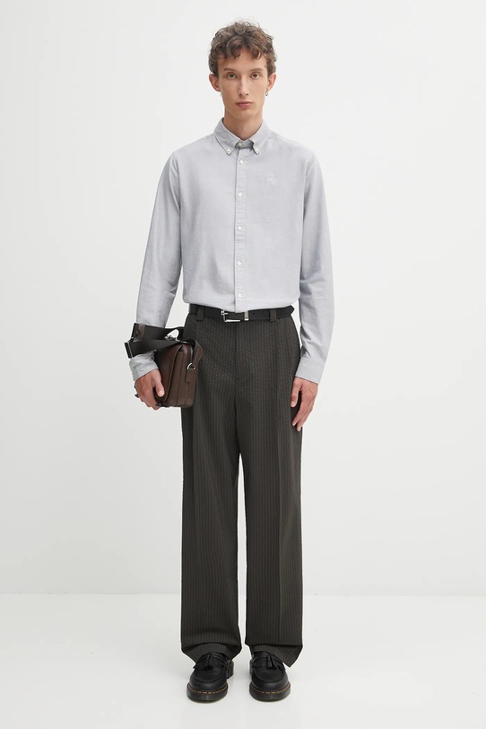 Παντελόνι Maison Kitsuné Relaxed Pleated OM01112WC5032 πράσινο