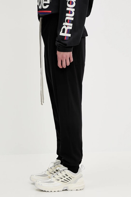 Rick Owens DRKSHDW spodnie dresowe bawełniane Knitted - Prisoner Drawstring 221690 CM01E1690.CHJG czarny SS25