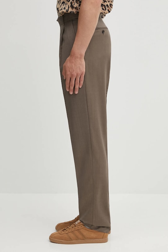 Vlněné kalhoty Wacko Maria PLEATED TROUSERS ( TYPE-2 ) 25SS.WMP.TR08 béžová SS25