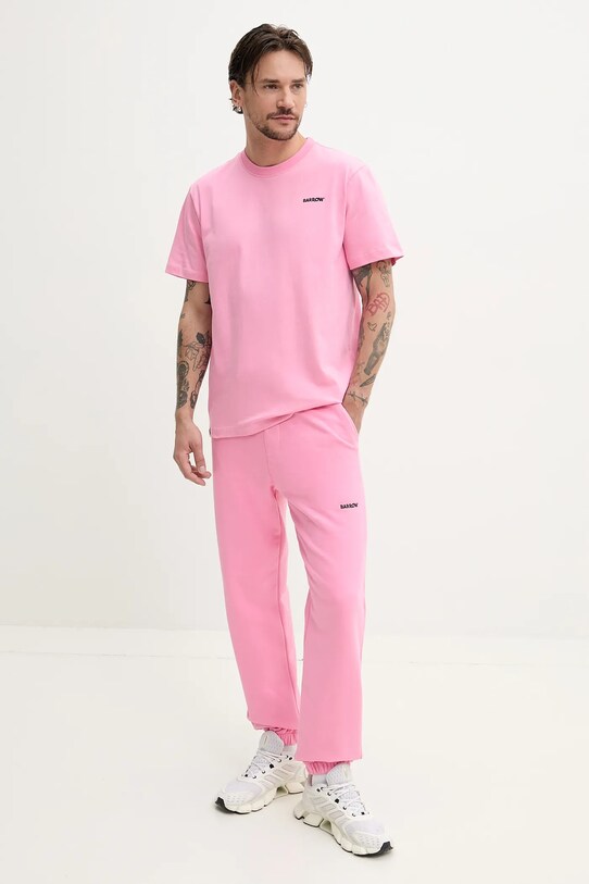 Barrow pantaloni de trening din bumbac roz S5BWUAFP085