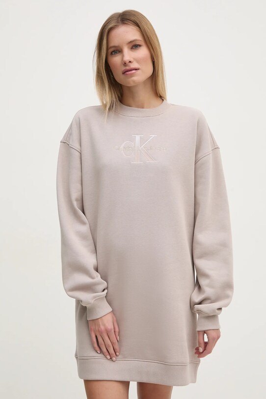 Šaty Calvin Klein Jeans pletenina béžová J20J224834