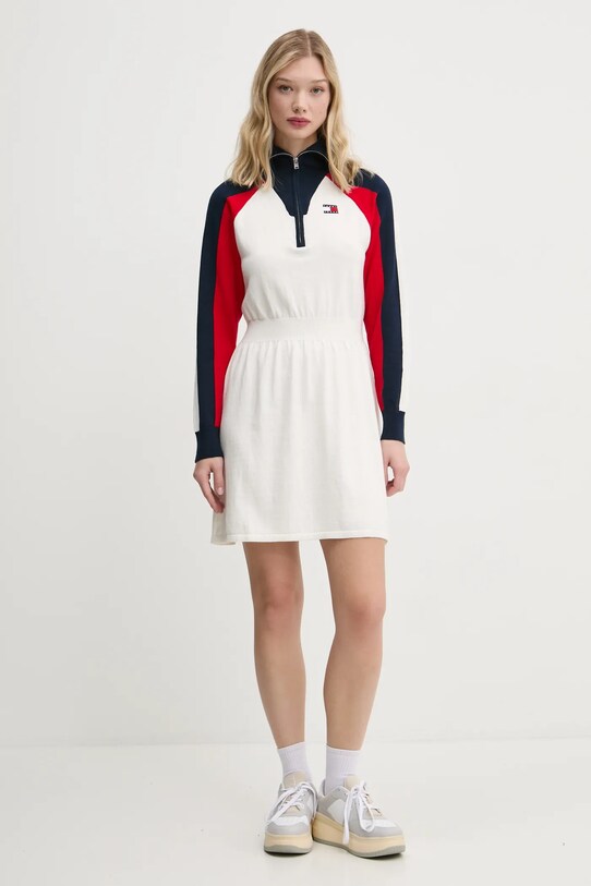 Сукня з домішкою вовни Tommy Jeans DW0DW19467 бежевий SS25