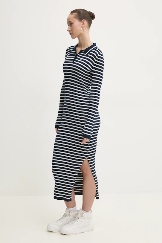 Tommy Jeans rochie din amestec de lână DW0DW19476 bleumarin SS25