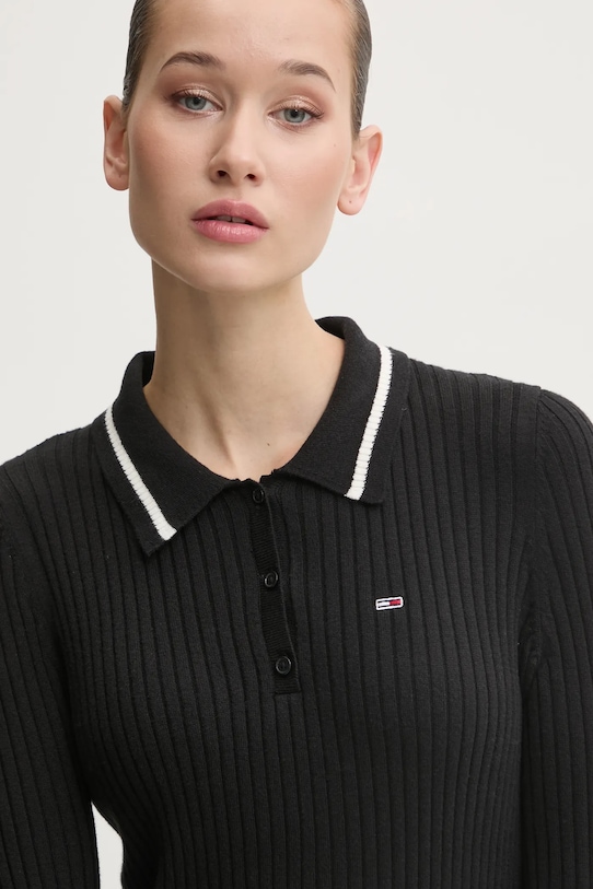 Tommy Jeans rochie din amestec de lână negru DW0DW19476