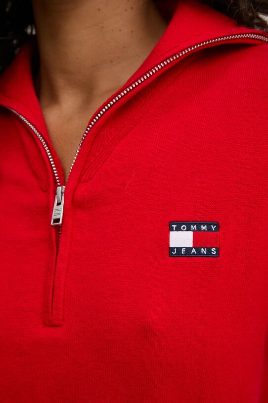 Tommy Jeans sukienka z domieszką wełny DW0DW19480 czerwony