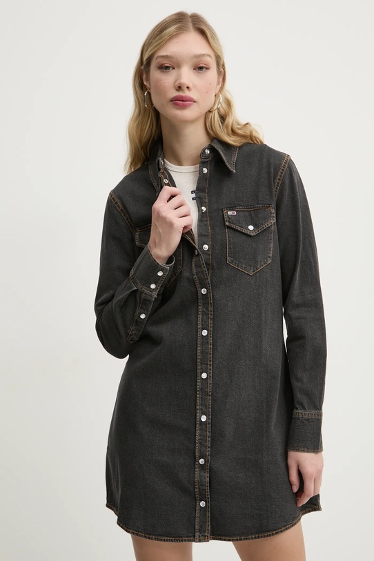 Tommy Jeans rochie din denim DW0DW20180 gri SS25
