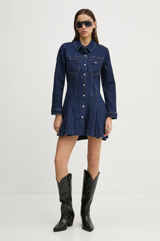Tommy Jeans rochie DW0DW20533 bleumarin SS25