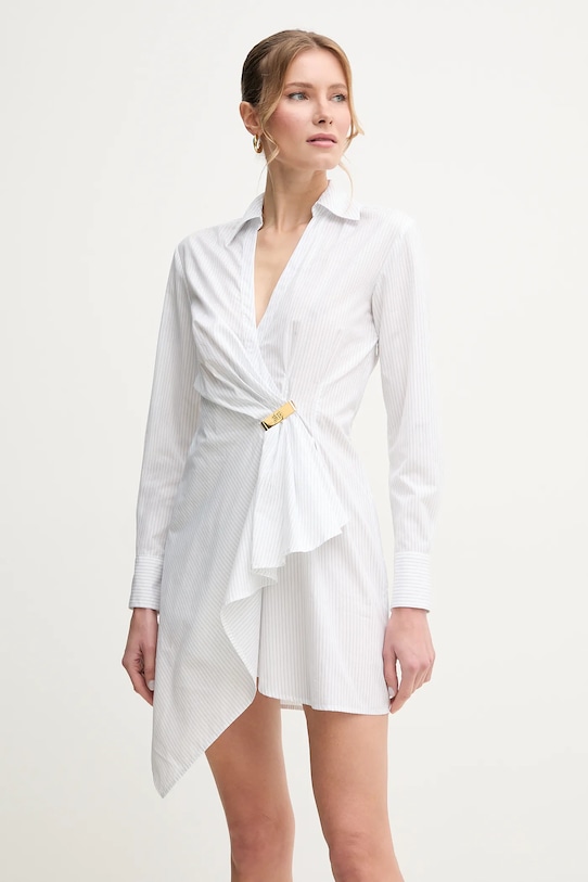 Bavlněné šaty Elisabetta Franchi mini bílá AB72551E2