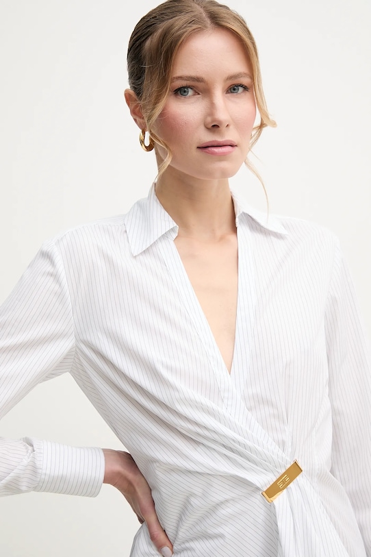 Bavlněné šaty Elisabetta Franchi bílá AB72551E2