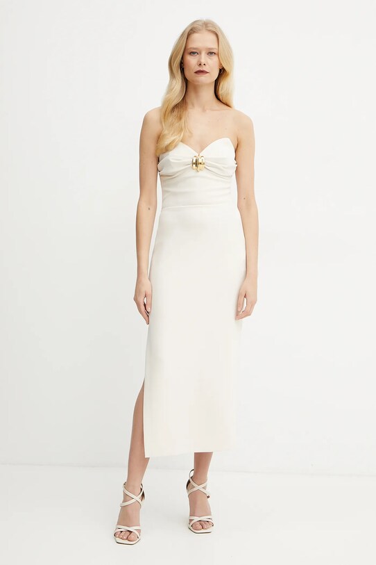 Φόρεμα Elisabetta Franchi με ελαστάν μπεζ AB76951E2