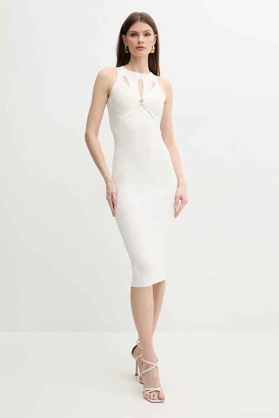 Elisabetta Franchi rochie din amestec de matase AM63B51E2 bej SS25