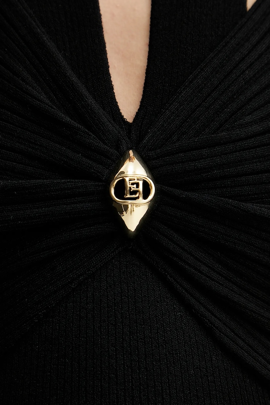 Elisabetta Franchi sukienka z domieszką jedwabiu AM63B51E2 czarny