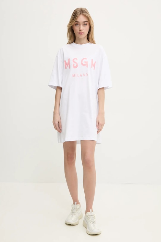 MSGM rochie din bumbac 3841MDA510.257002 alb SS25