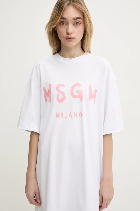 MSGM sukienka bawełniana biały 3841MDA510.257002