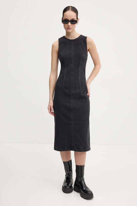 HUGO rochie din denim maxi negru 50530331