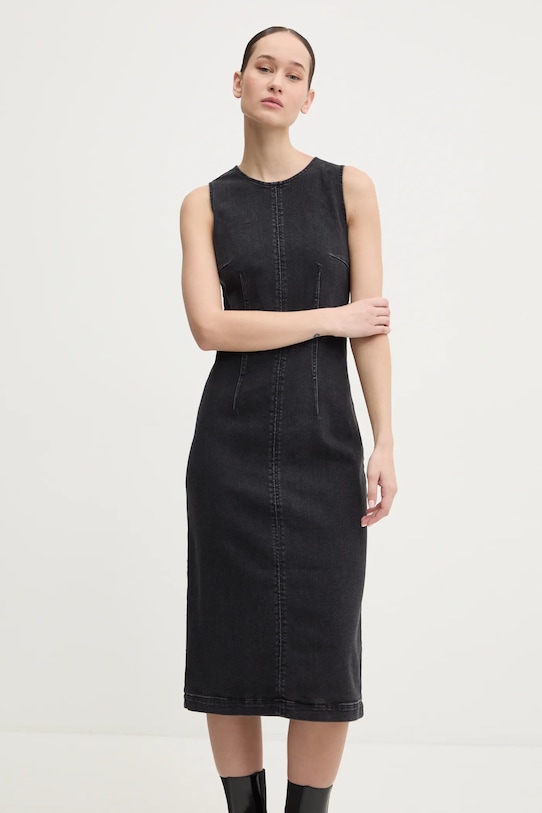 HUGO rochie din denim 50530331 negru SS25