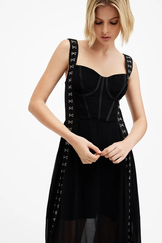 AllSaints rochie LUNA W048DB negru SS25