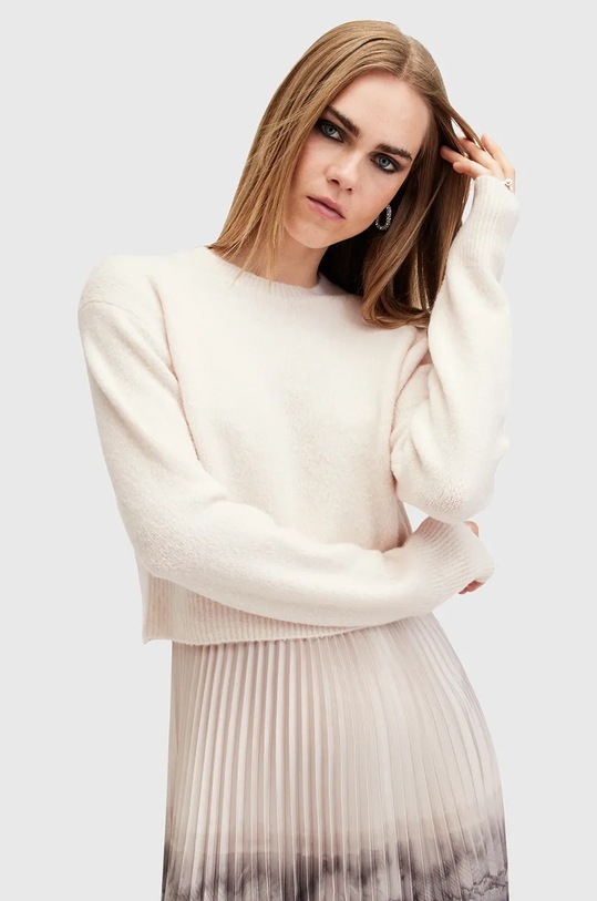 AllSaints rochie si pulover CELILIA PLEAT W207DB alb SS25