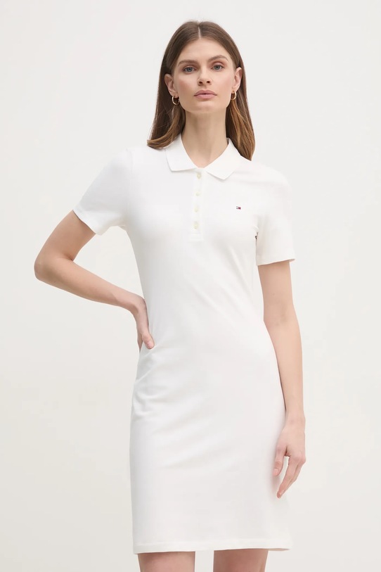 Šaty Tommy Hilfiger s elastanom biela WW0WW43228