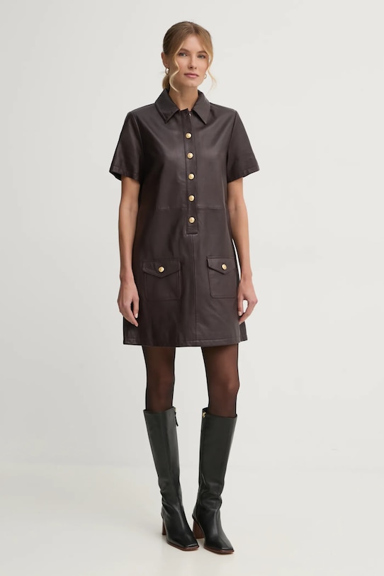 Tommy Hilfiger sukienka skórzana casual bordowy WW0WW43783