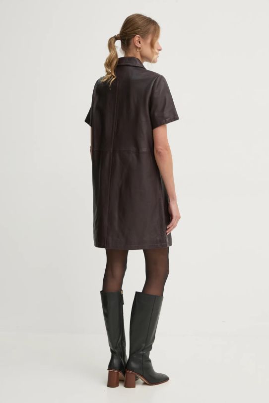 Odzież Tommy Hilfiger sukienka skórzana WW0WW43783 bordowy