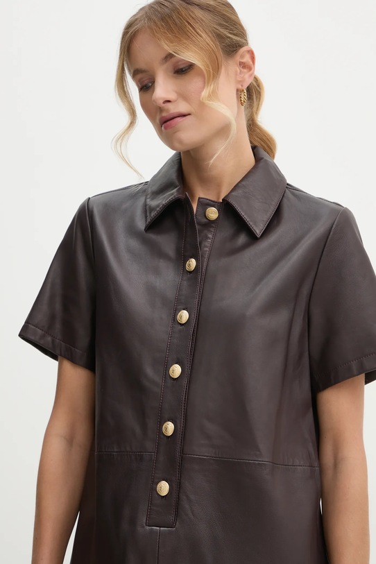 Tommy Hilfiger sukienka skórzana WW0WW43783 bordowy