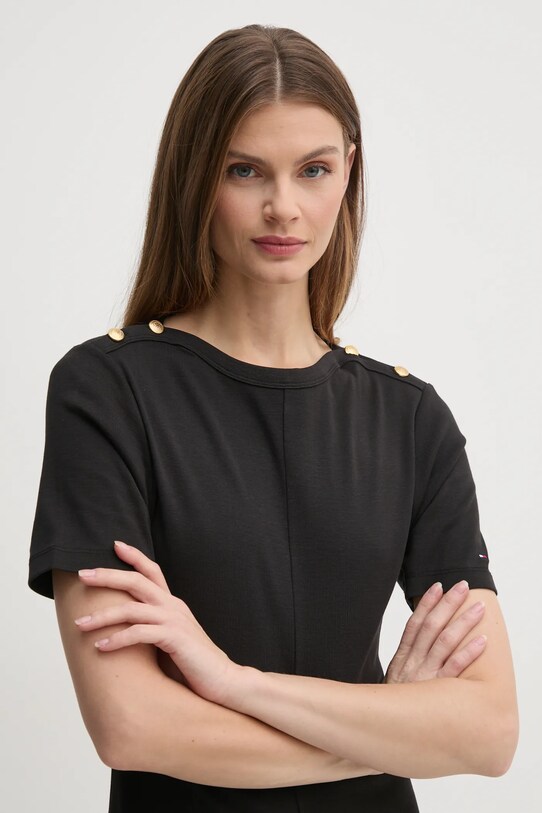 Бавовняна сукня Tommy Hilfiger чорний WW0WW43838