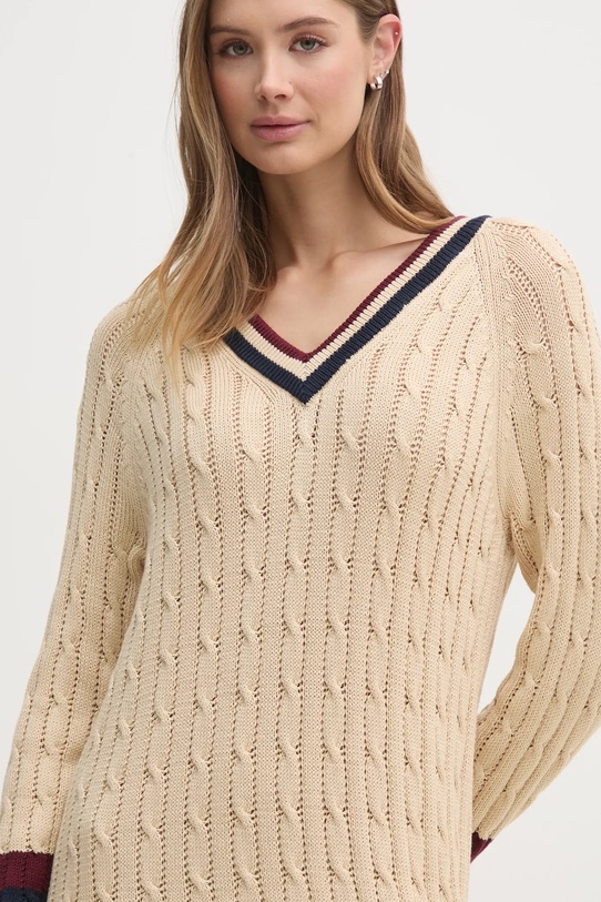 Bavlněné šaty Tommy Hilfiger béžová WW0WW44074