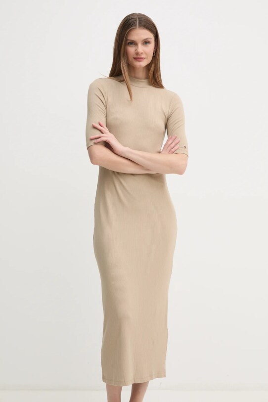 Tommy Hilfiger rochie midi bej WW0WW44430