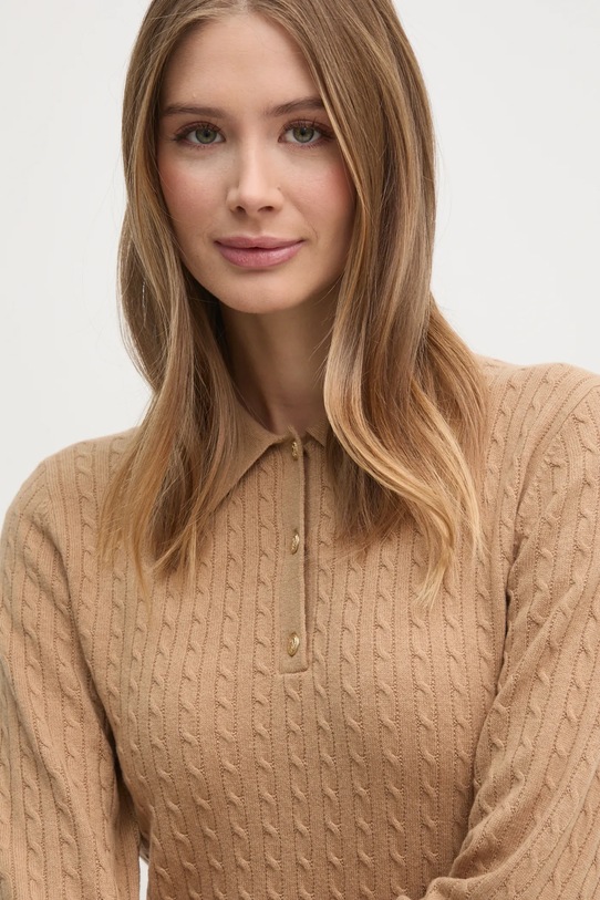 Tommy Hilfiger sukienka wełniana beżowy WW0WW44979