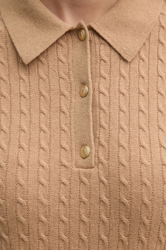 Tommy Hilfiger sukienka wełniana WW0WW44979 beżowy