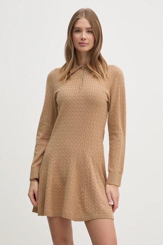Vlnené šaty Tommy Hilfiger WW0WW44979 zelená SS25