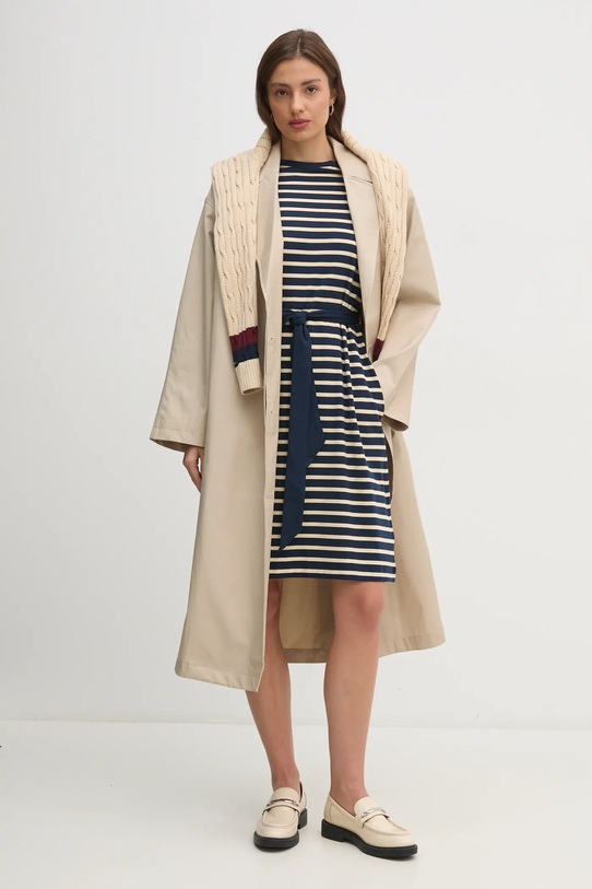 Bavlnené šaty Tommy Hilfiger WW0WW45183 tmavomodrá SS25