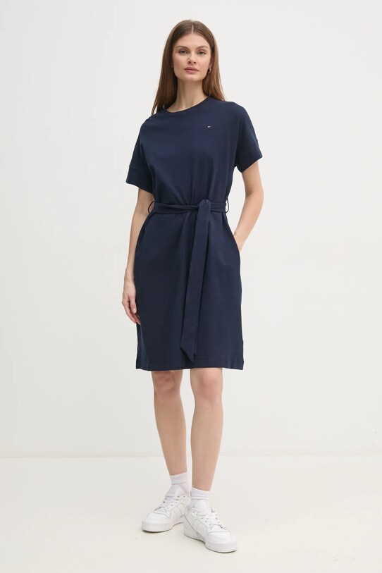 Tommy Hilfiger sukienka bawełniana WW0WW45183 granatowy SS25