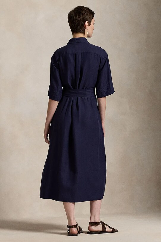 Polo Ralph Lauren sukienka jedwabna 211941458 granatowy SS25