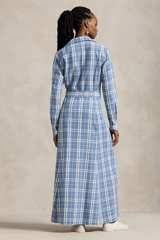 Bavlněné šaty Polo Ralph Lauren 211959904 béžová SS25